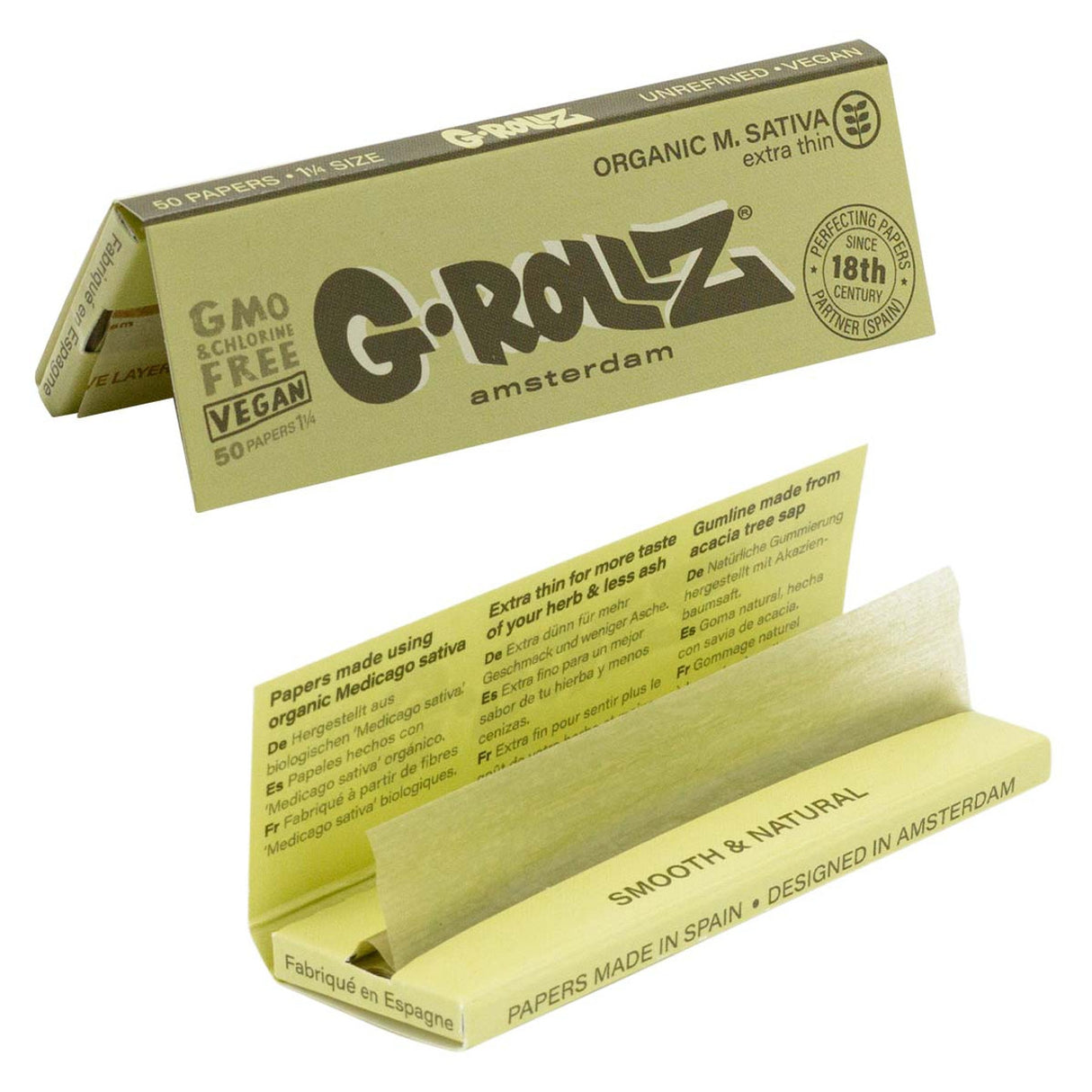 G Rollz Papers - Organic Medicago Sativa Extra Thin (1 1/4 Size)