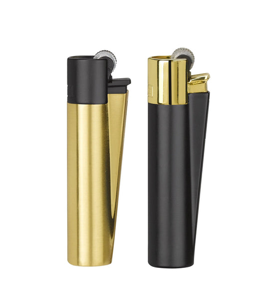 Clipper Premium Metal Lighters - Black and Gold (12pcs)