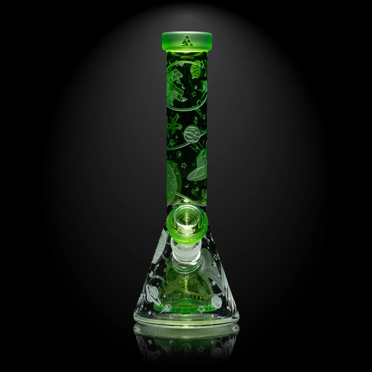 Milky Way Glass - Space Odyssey 3D Beaker w/ Collins Perc - Slime (11")