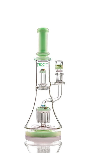 Toxic Glass Double Mushroom Perc Water Pipe (DROPSHIPPED)