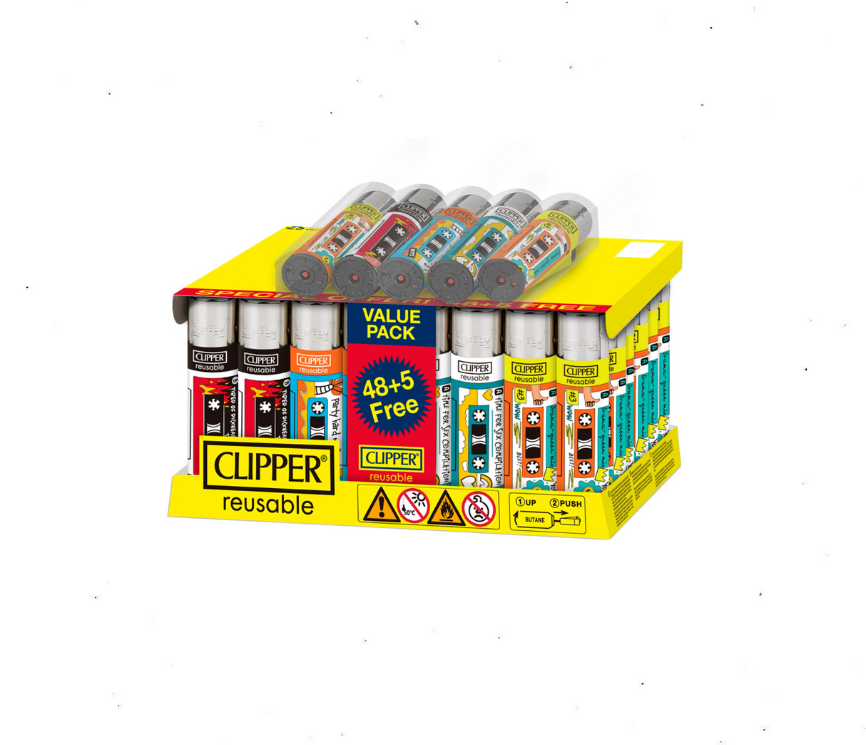 Clipper Lighters - Cassettes(48pcs + 5 Free Lighters)