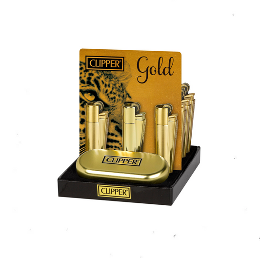 Clipper Premium Metal Lighters - Gold (12pcs)