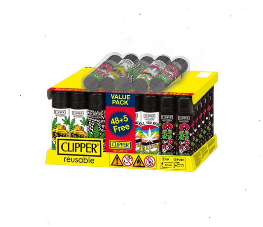 Clipper Lighters - Weed Time (48pcs + 5 Free Lighters)