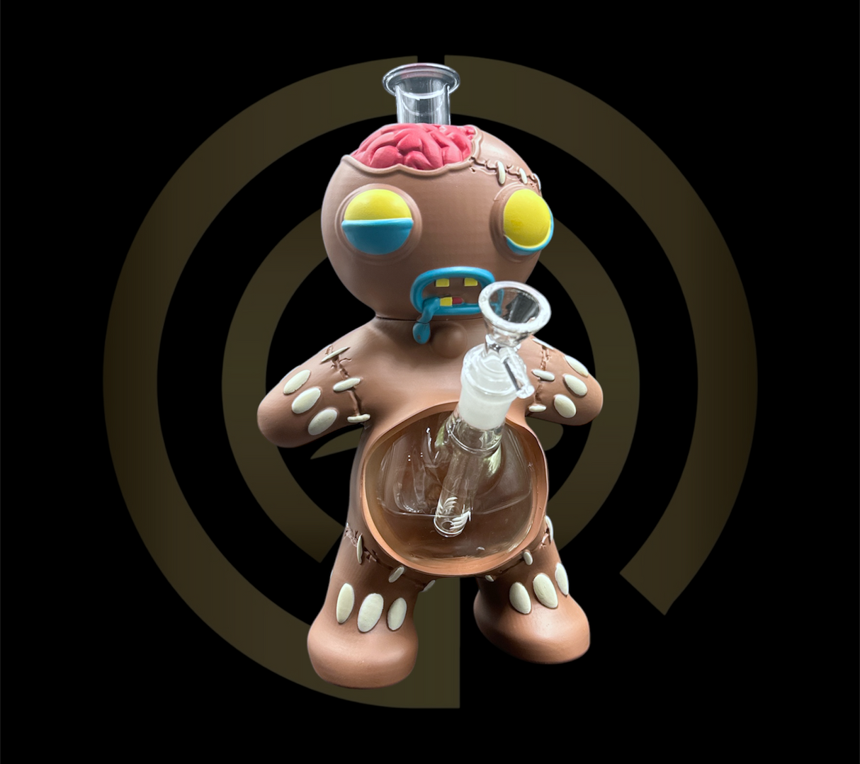 Glass Water Pipe - Gingerbread Zombie (12")