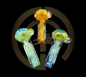 Glass Hand Pipe - Squiggle Square (4.5")