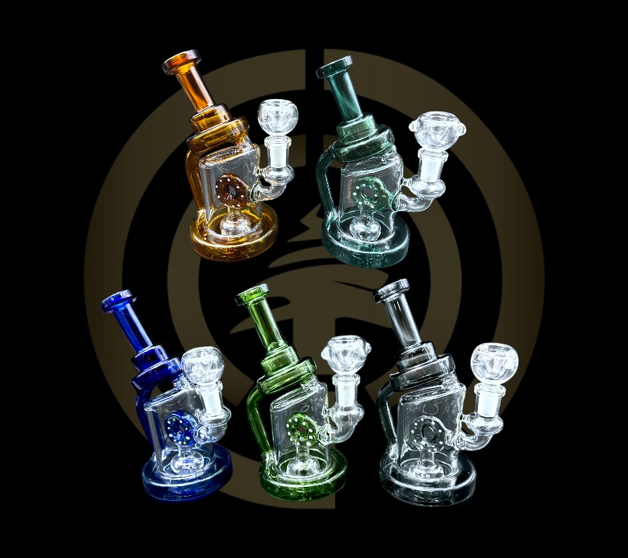 Glass Water Pipe - Inline Donut Recycler (7")