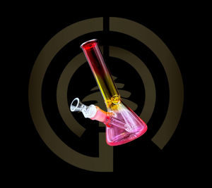 Glass Water Pipe - Mini Multi Rasta Beaker (8")