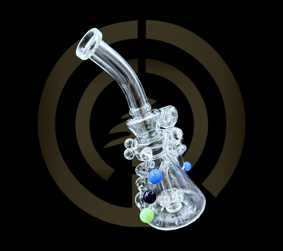 Glass Water Pipe - Beaded Cage (9")