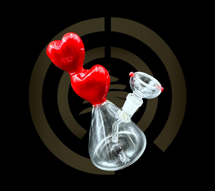 Glass Water Pipe - Hearts (8")