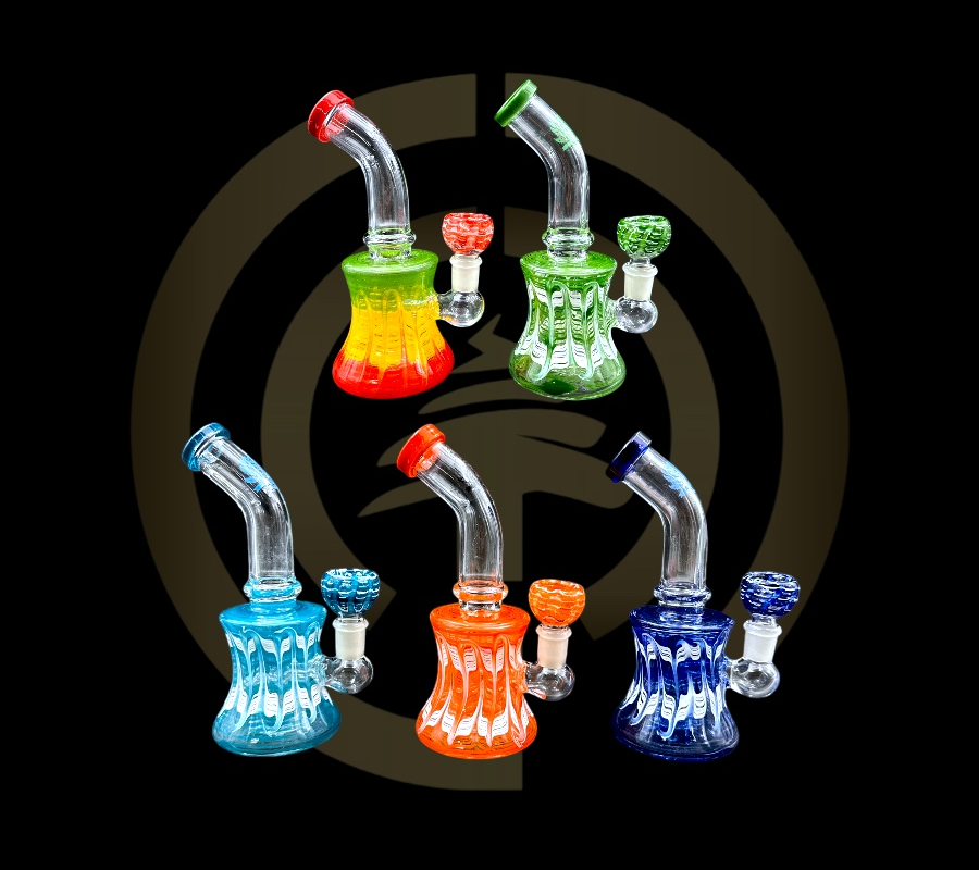 True Glass Water Pipe - Tex Vase w/ Gear Perc (7")