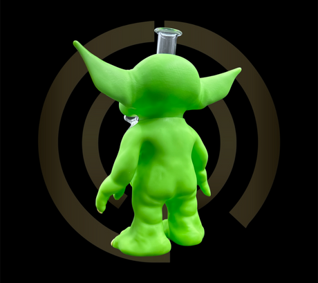 Glass Water Pipe - Mini Green Alien (12")