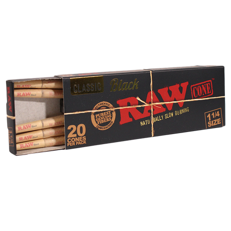 RAW - Black 1 1/4 Pre-Roll Cones (20 Pack) (12pcs)