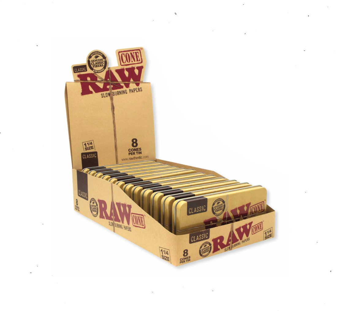 RAW - 1 1/4 Classic Pre-Roll Tins (8ct)(12 packs)