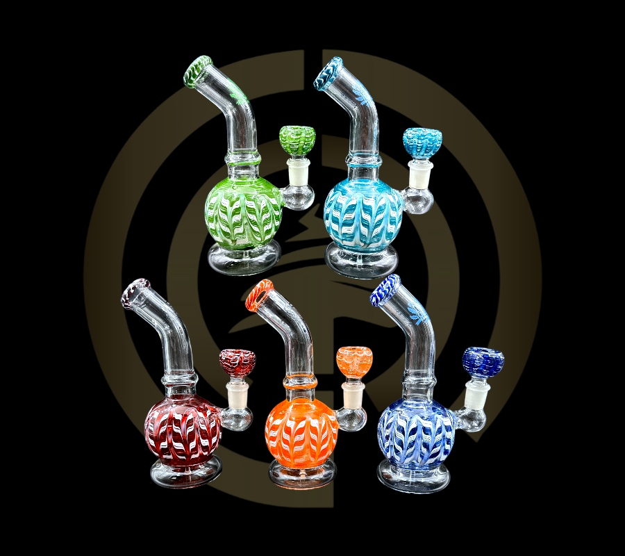 True Glass Water Pipe - Tex Round w/ Gear Perc (7") 111